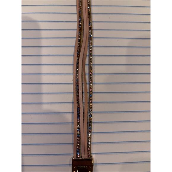 LOFT Multi Strand Beaded Rhinestone Bracelet Peach, Silver, & Cream Magnetic - Picture 3 of 4